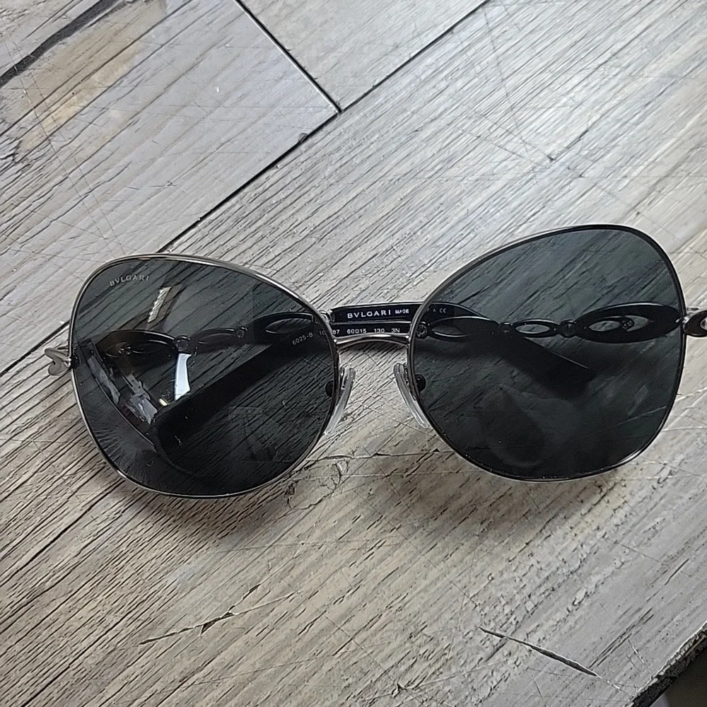 BVLGARI Gunmetal‎ Grey Ellipse Crystal Sunglasses BV 6025-B 103/87